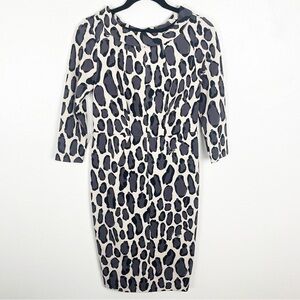 BODEN Marissa Leopard Print Back Zipper 3/4 Sleeves Dress, Size 6P